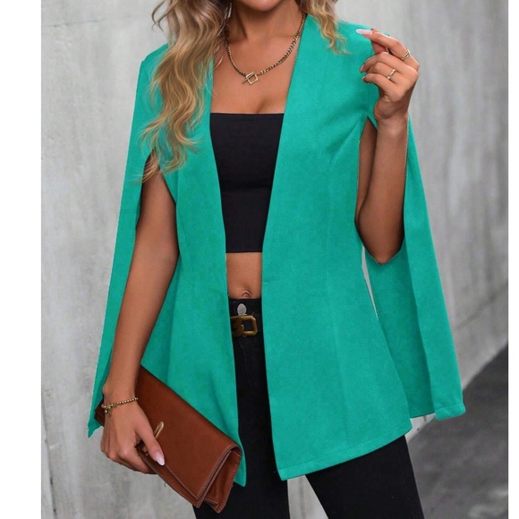 Classic Open Front Cape Sleeve Blazer Jacket - Picture 1 of 8